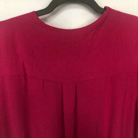 Monteau Los Angeles Hot Pink Faux Wrap Dress Flutter Sleeve - Picture 7 of 11